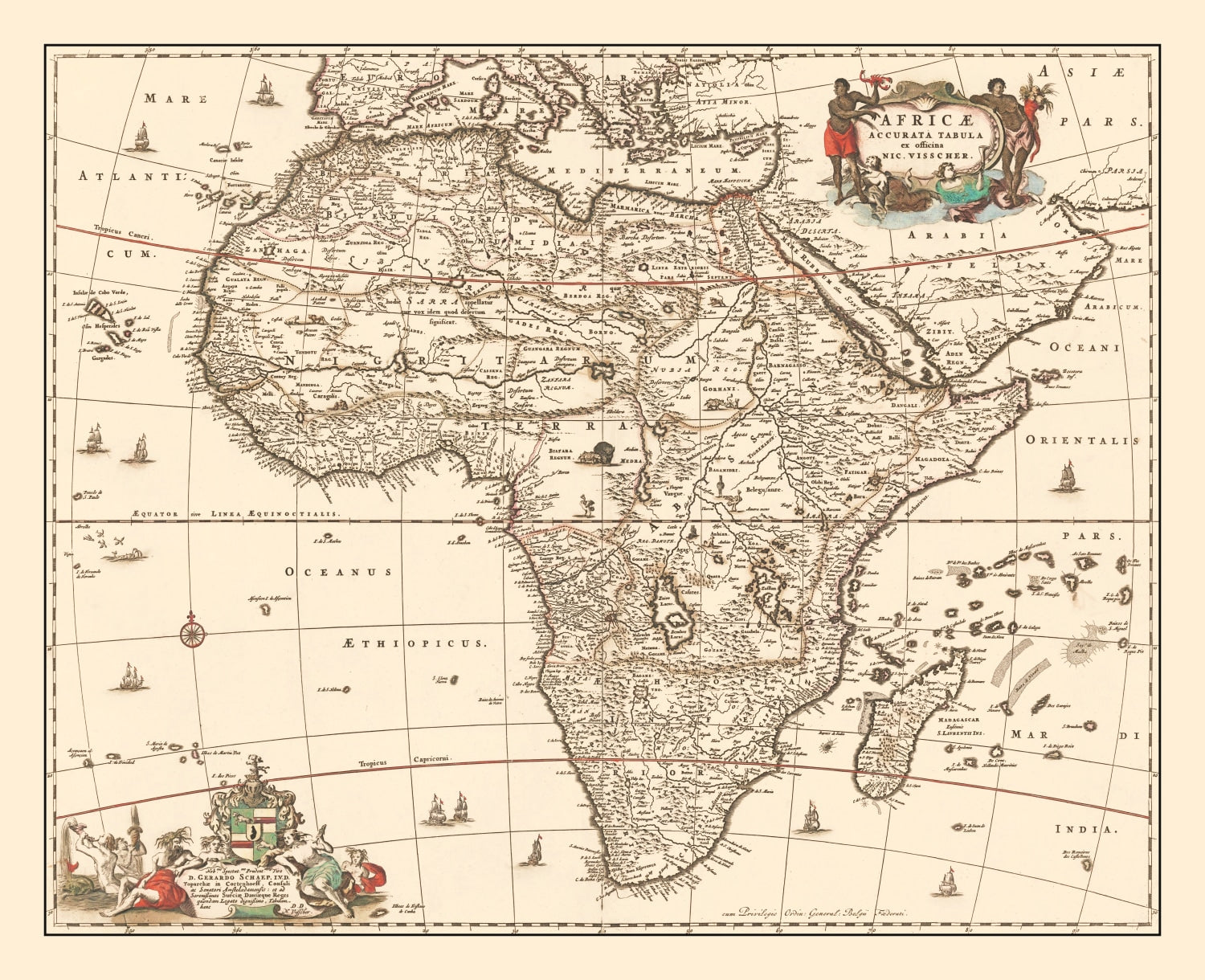 Vintage Africa Map 1658